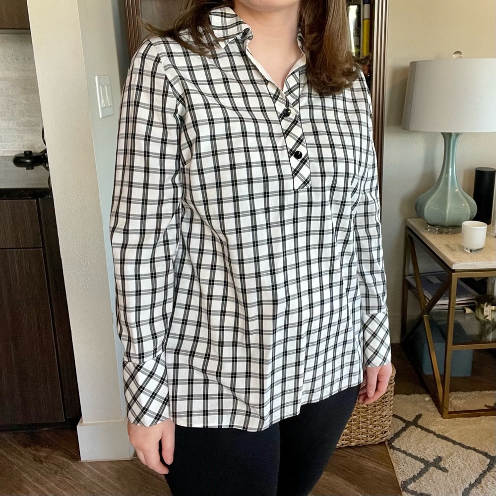 Talbots plaid no-iron perfect popover top